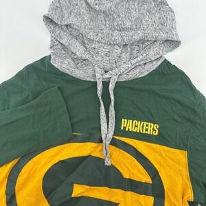 Fanatics Green Bay Packers Shirt Mens Medium Long Sleeve Hooded Tee NFL Football